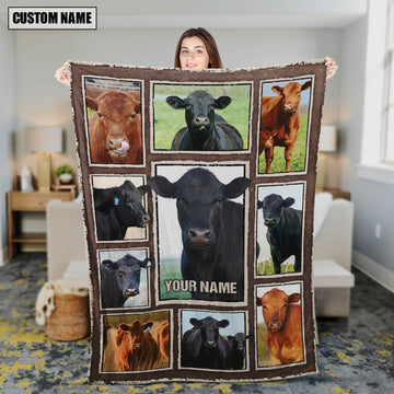 Uni Custom Name Black Angus & Red Angus Frame Blanket