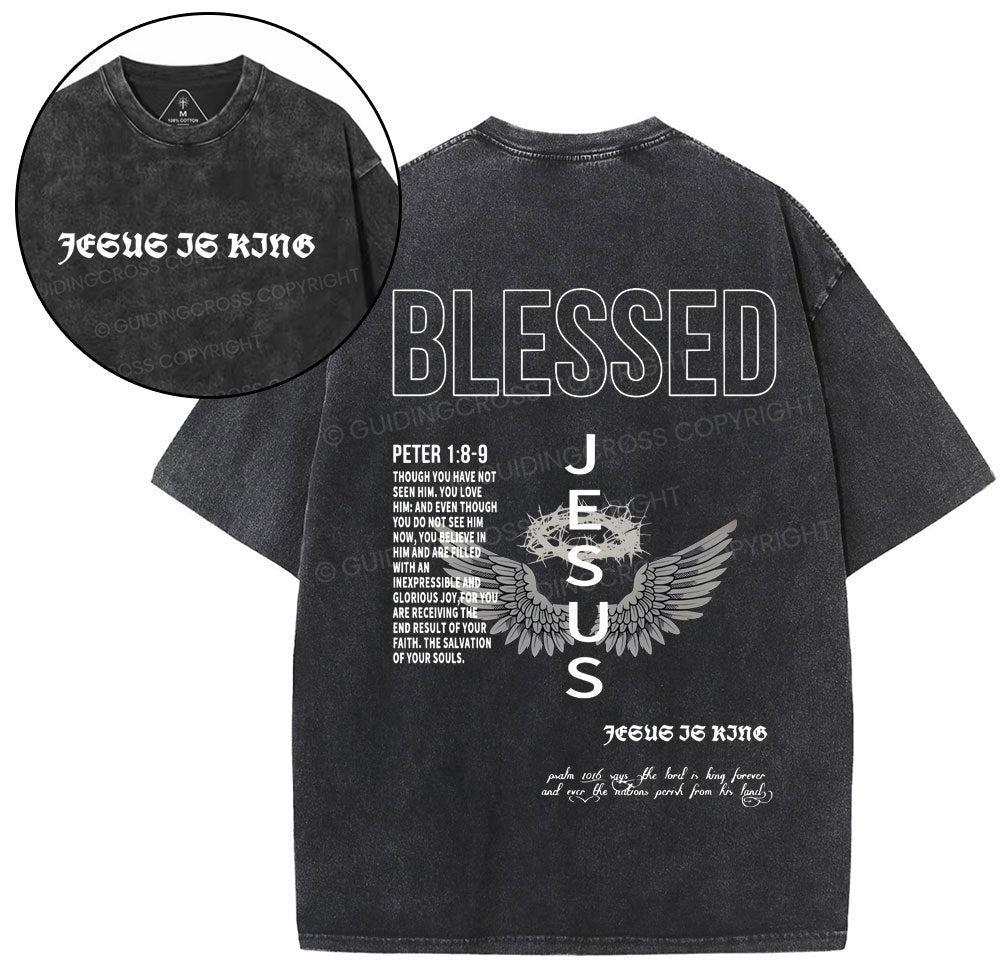 Blessed Christian Washed T-Shirt Sale - GuidingCross