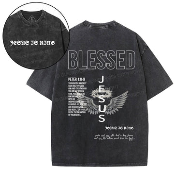 Blessed Christian Washed T-Shirt Sale - GuidingCross