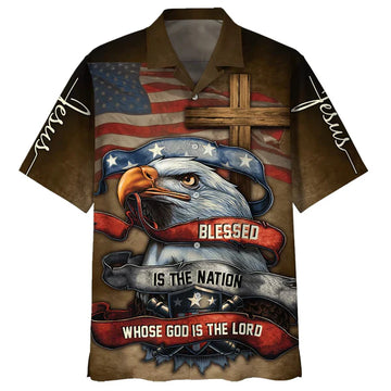 UniJames Blessed Is The Nation Whose God Is The Lord Hawaiian Shirts - Christian Hawaiian Shirt - Hawaiian Summer Shirts