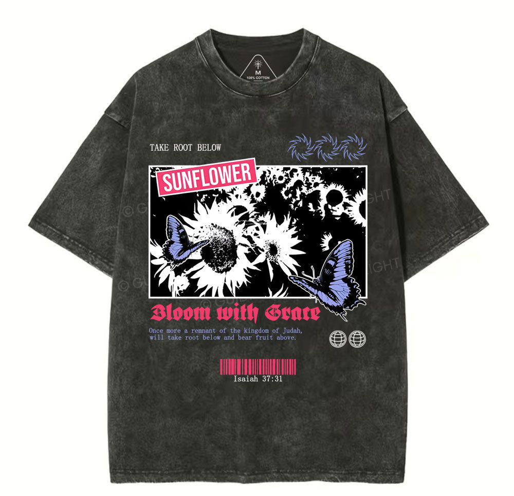 Bloom With Grace Christian Washed TShirt  