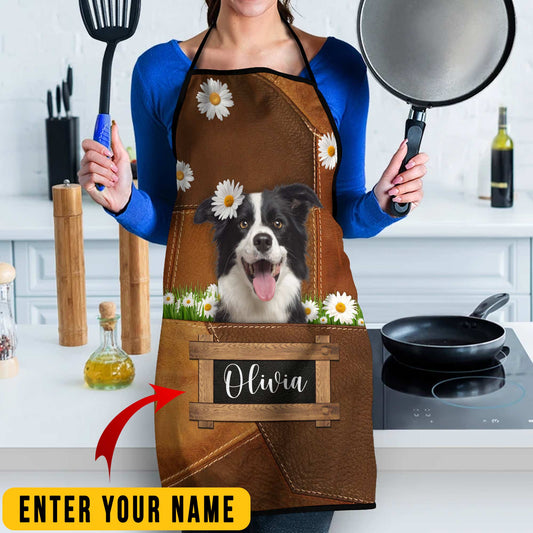 Uni Personalized Name Border Collie All Over Printed 3D Apron