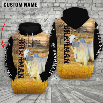 Uni Personalized Name Brahman Cattle On The Farm 3D Shirt