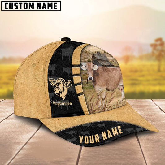 Uni Custom Name Braunvieh Cattle Farmhouse Field Cap