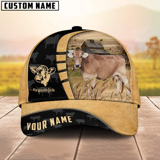 Uni Custom Name Braunvieh Cattle Farmhouse Field Cap