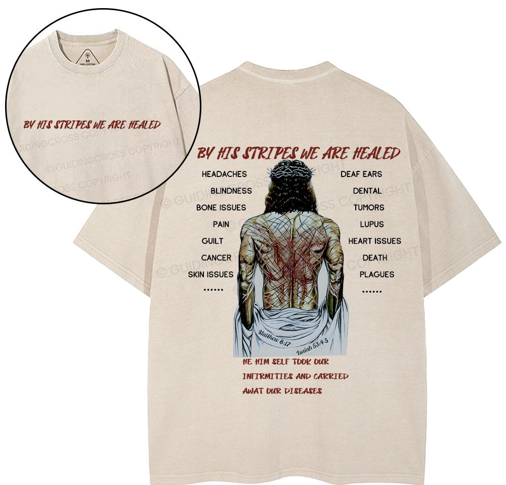By His Spirits We Are Healed Christian Washed T-Shirt Sale - GuidingCross