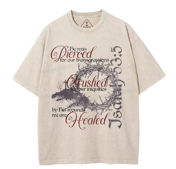 By His Wounds Christian Washed TShirt  
