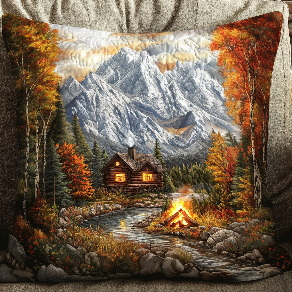 Cabin Camfire Mountains Quilted Pillow Case NCU0NT6654