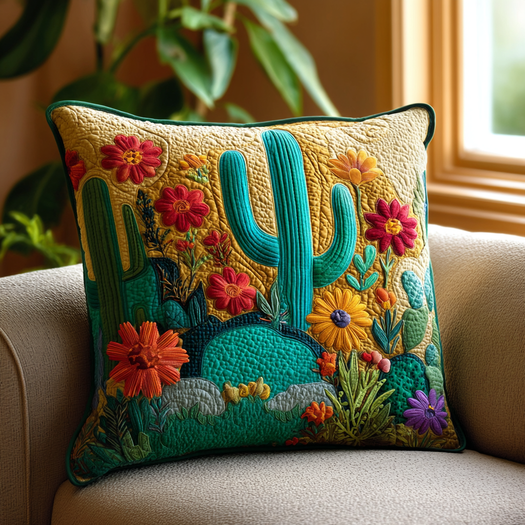 Cactus Sunset Quilted Pillow Case NCU0DK10840