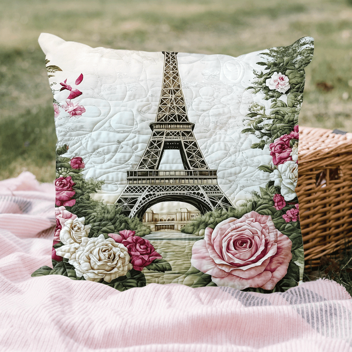 Charming Eiffel Quilted Pillow Case NCU0DV5392