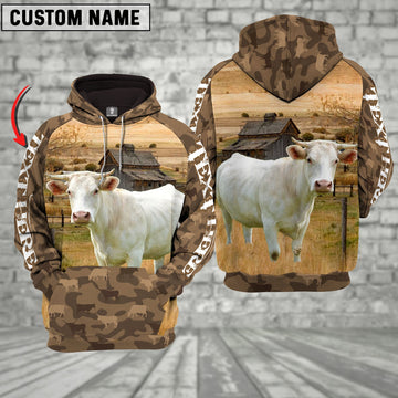 Uni Charolais Cattle Farming Personalized 3D Hoodie