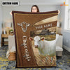 Uni Personalized Name Charolais Farm Leather Brown Blanket