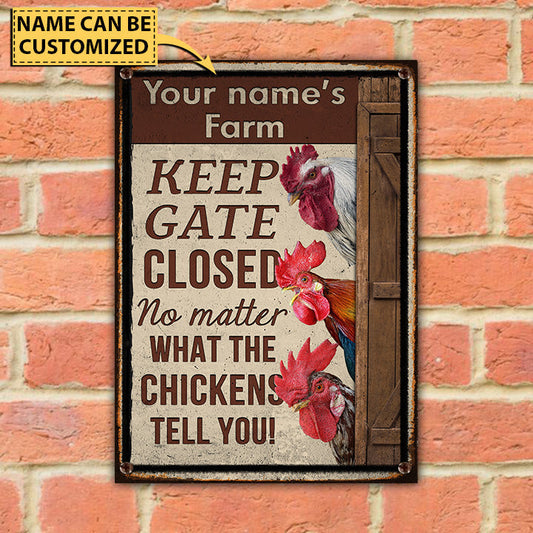 uni Customized Name CHICKEN LOVERS KEEP GATE CLOSED All Printed 3D Metal Sign