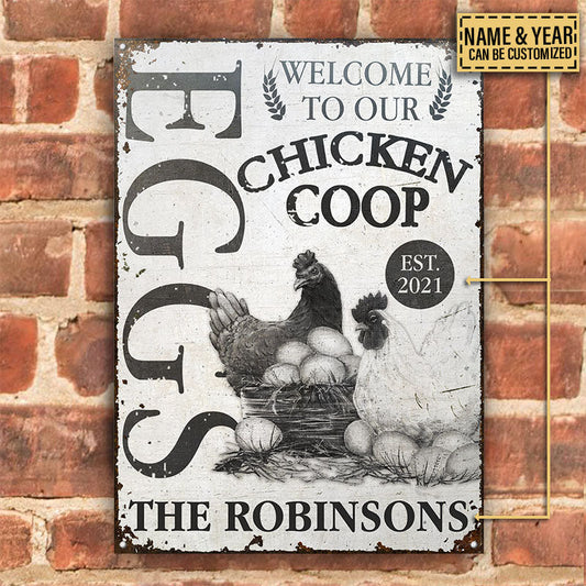 uni Personalized Chicken Coop Eggs All Printed 3D Metal Sign