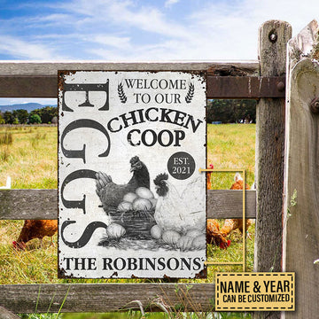 uni Personalized Chicken Coop Eggs All Printed 3D Metal Sign