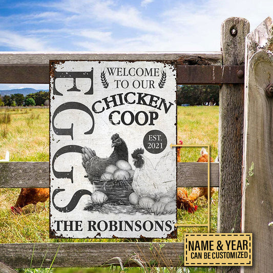 uni Personalized Chicken Coop Eggs All Printed 3D Metal Sign