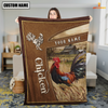 Uni Personalized Name Chicken Farm Leather Brown Blanket