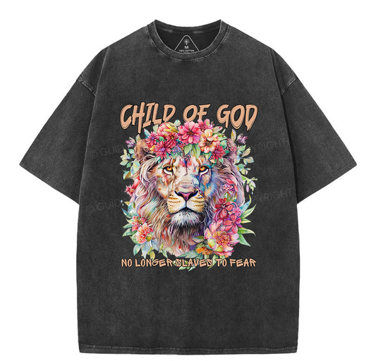 Child Of God Boho Lion Christian Washed T-Shirt Sale - GuidingCross