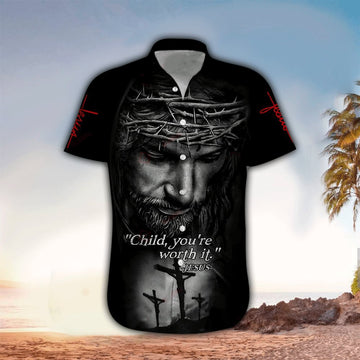UniJames Child You're Worth It Jesus 3d Hawaiian Shirt - Christian Hawaiian Shirts For Men & Women