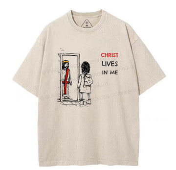Christ Lives In Me Christian Washed TShirt  