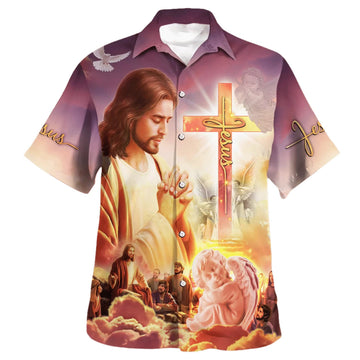 UniJames Christ With His Disciples Hawaiian Shirt - Jesus Pray Hawaiian Shirts For Men And Women - Christian Hawaiian Shirt - Hawaiian Summer Shirts