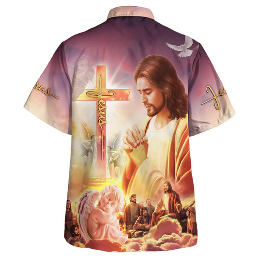 UniJames Christ With His Disciples Hawaiian Shirt - Jesus Pray Hawaiian Shirts For Men And Women - Christian Hawaiian Shirt - Hawaiian Summer Shirts