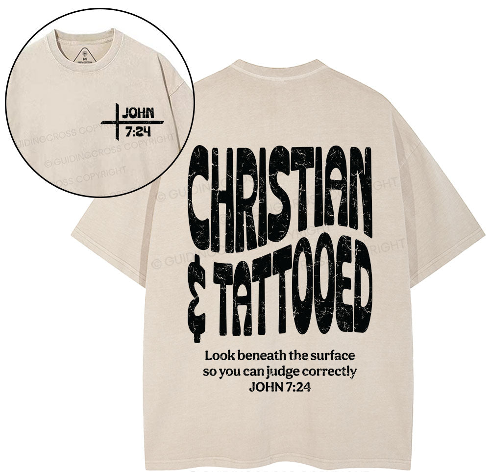 Christian & Tattooed Christian Washed T-Shirt Sale - GuidingCross