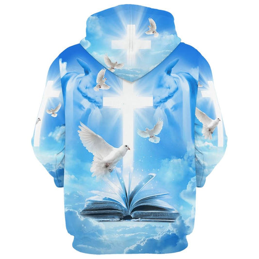 Uni Christian Cross,  Bible And Dove 3D Hoodies Men & Women, God 3D Printed Hoodie, Christian Apparel Hoodies