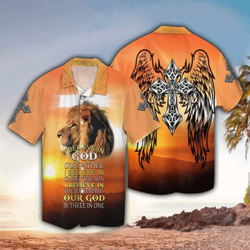 UniJames Christian Jesus And Lion Hawaiian Shirt - Christian Hawaiian Shirt for Men Women