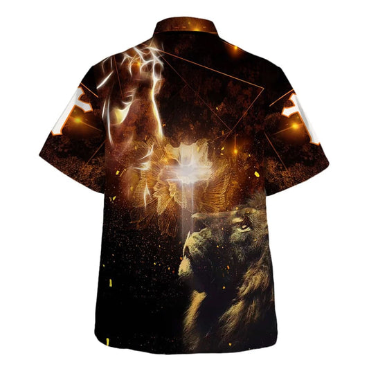 UniJames Christian Jesus Lion And Cross Hawaiian Shirts For Men - Christian Hawaiian Shirt - Hawaiian Summer Shirts