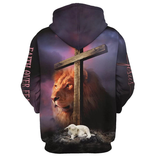 Uni Christian Jesus Lion And The Lamb Hoodie For Men & Women, God 3D Printed Hoodie, Christian Apparel Hoodies