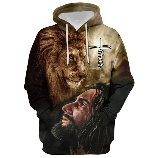 Uni Christian Jesus Lion Hoodie For Men & Women, God 3D Printed Hoodie, Christian Apparel Hoodies
