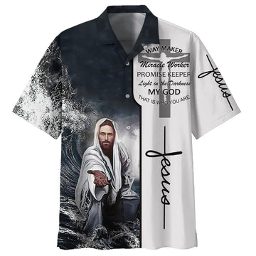 UniJames Christian Jesus Way Maker Miracle Worker Hawaiian Shirts - Christian Hawaiian Shirt - Jesus Hawaiian Shirts