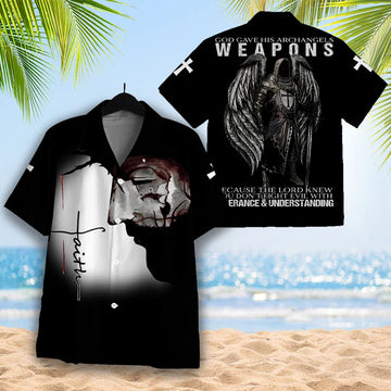 UniJames Christian Shirt, God Gave His Archangels Weapons Because The Lord Knew You Hawaiian Shirt - Christian Hawaiian Shirt for Men Women