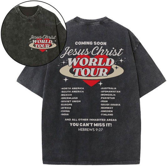 Coming Soon Christ World Tour Christian Washed TShirt  