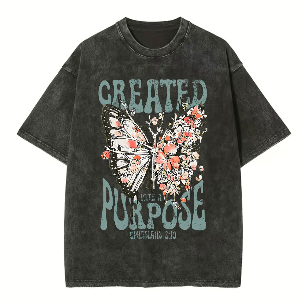 Created With A Purpose Christian Washed T-Shirt Sale - GuidingCross