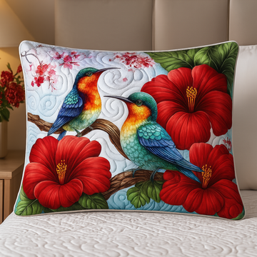 Crimson Blossom Pair Quilted Bedding Pillow Case NCU0NT8642
