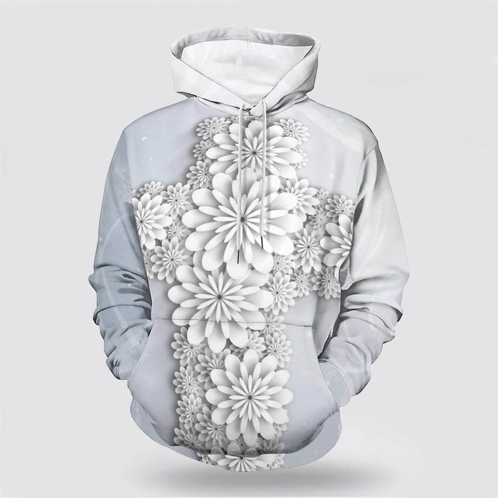 Uni Cross Flowers 3D Hoodies For Women Men, God 3D Printed Hoodie, Christian Apparel Hoodies