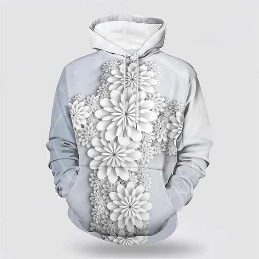Uni Cross Flowers 3D Hoodies For Women Men, God 3D Printed Hoodie, Christian Apparel Hoodies