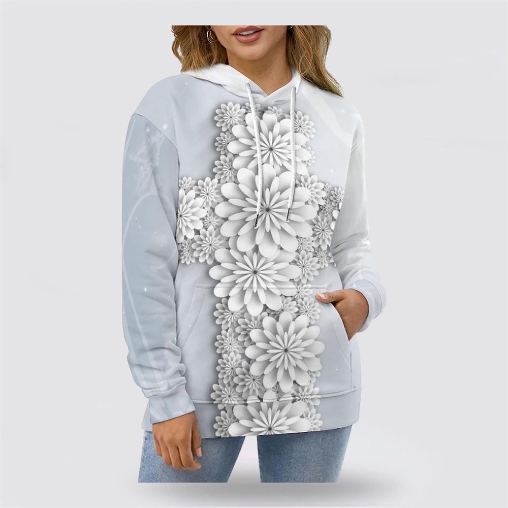 Uni Cross Flowers 3D Hoodies For Women Men, God 3D Printed Hoodie, Christian Apparel Hoodies