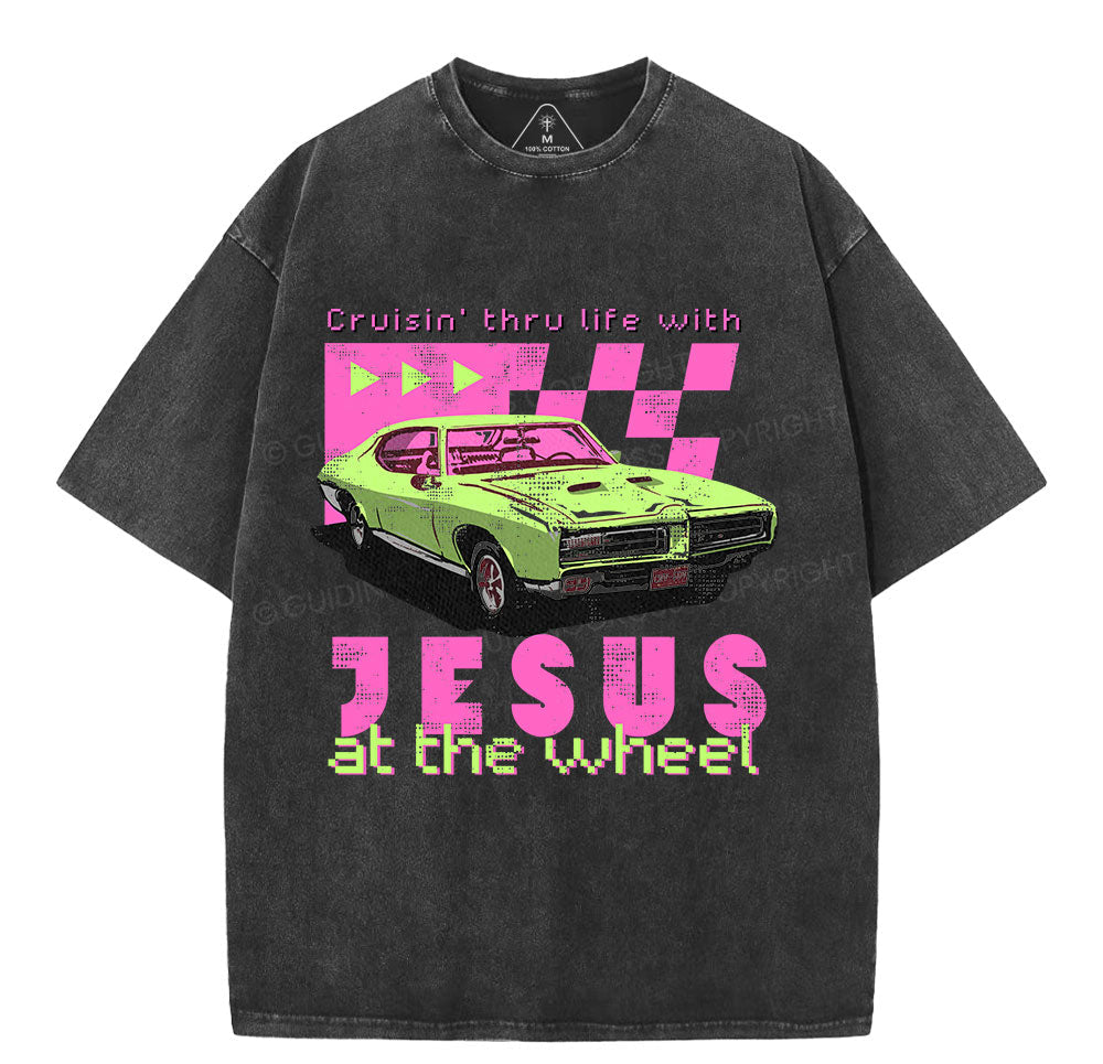 Crusin' Thru Life With Jesus Christian Washed TShirt  