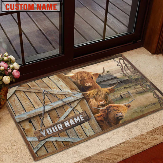 Uni Highland Barn Custom Name Doormat
