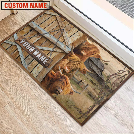 Uni Highland Barn Custom Name Doormat