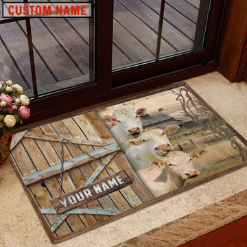 Uni Charolais Barn Custom Name Doormat