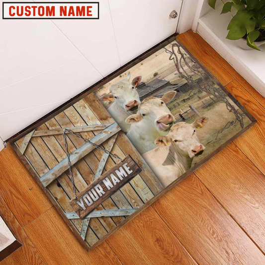 Uni Charolais Barn Custom Name Doormat