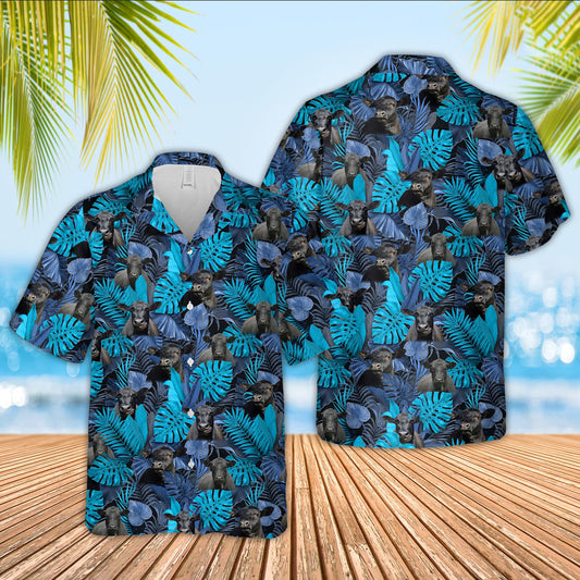 Uni Black Angus Leaf Pattern Hawaiian Shirt