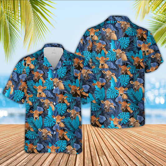 Uni Jersey Leaf Pattern Hawaiian Shirt