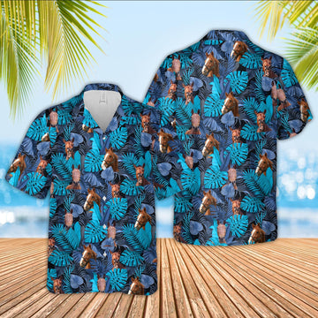 Uni Horse Leaf Pattern Hawaiian Shirt