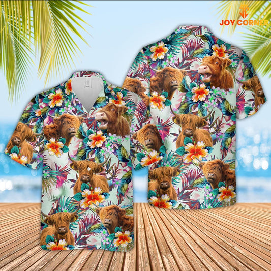 Uni Highland Colorful Leaf Pattern Hawaiian Shirt
