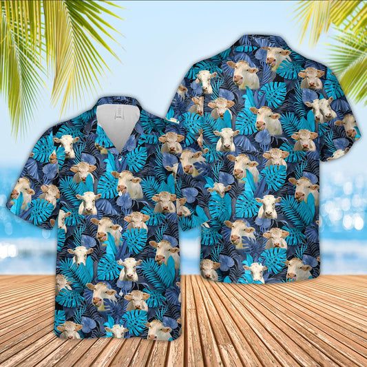 Uni Charolais Leaf Pattern Hawaiian Shirt
